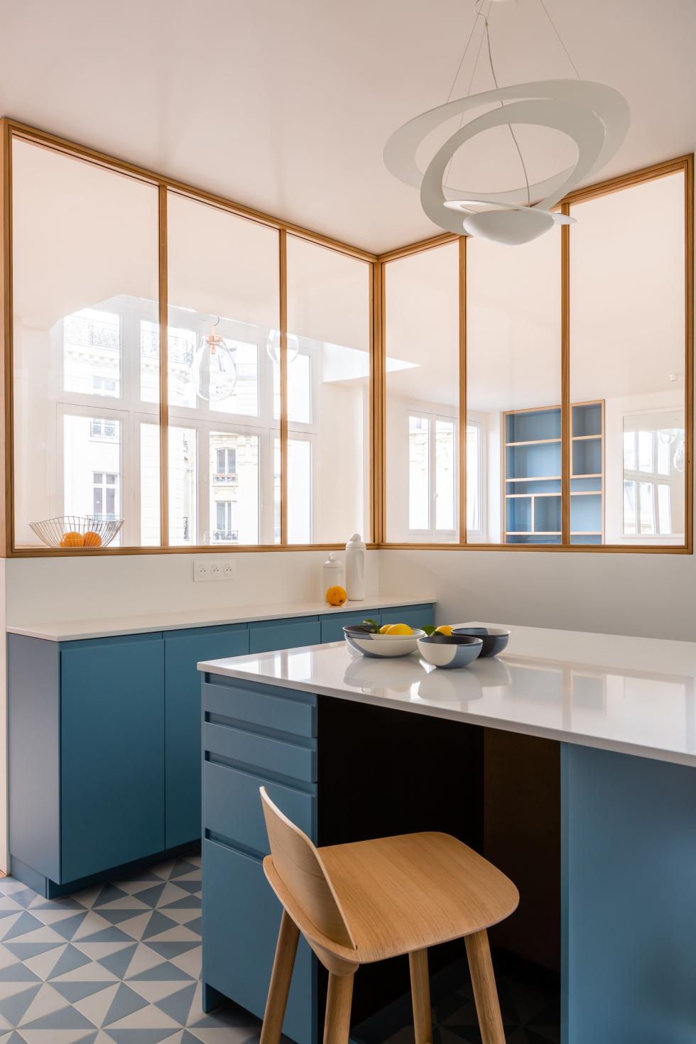 Zentrale Kochinsel in blau IKEA Hack