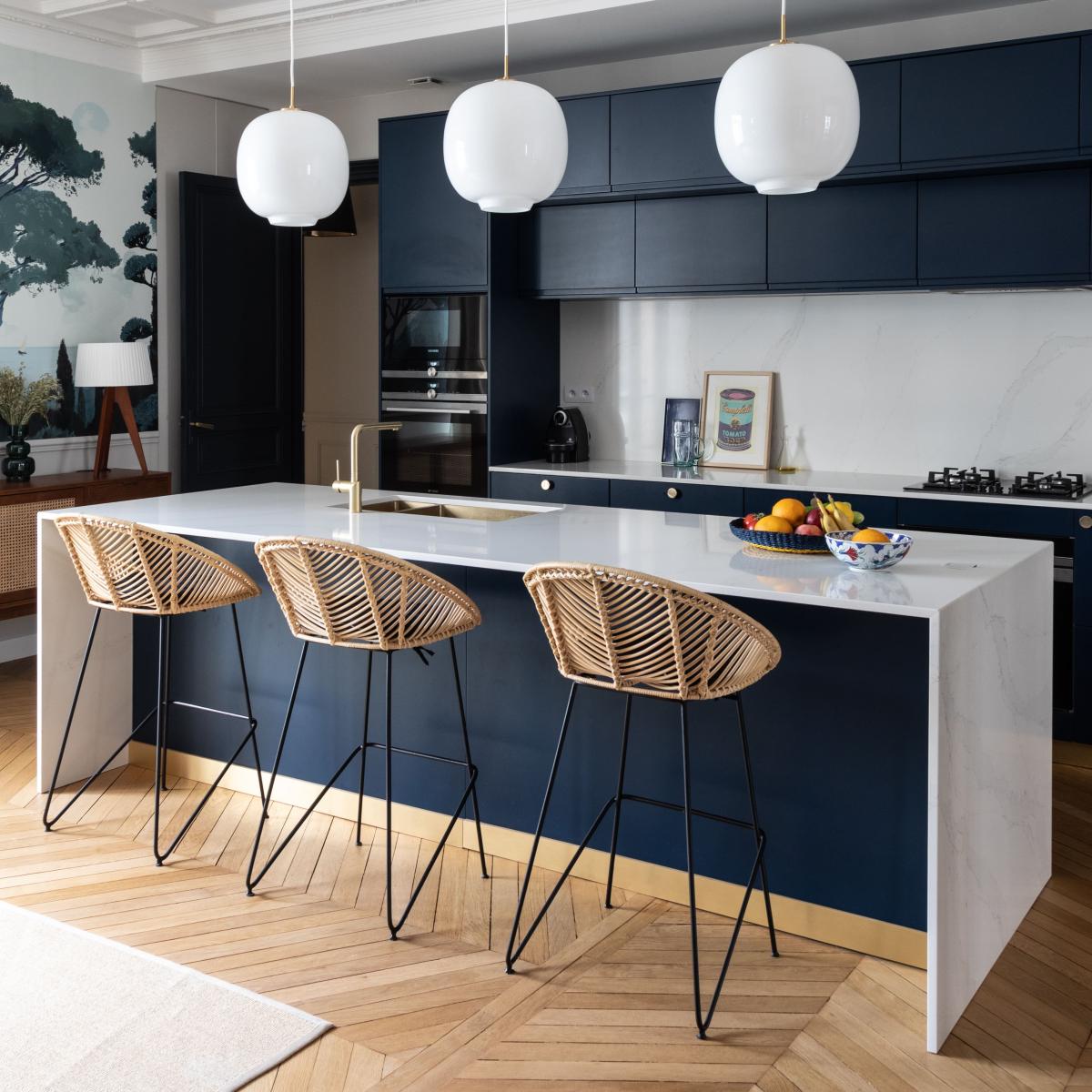 Modulare Kücheninsel in Blau 02 - Bleu nuit
