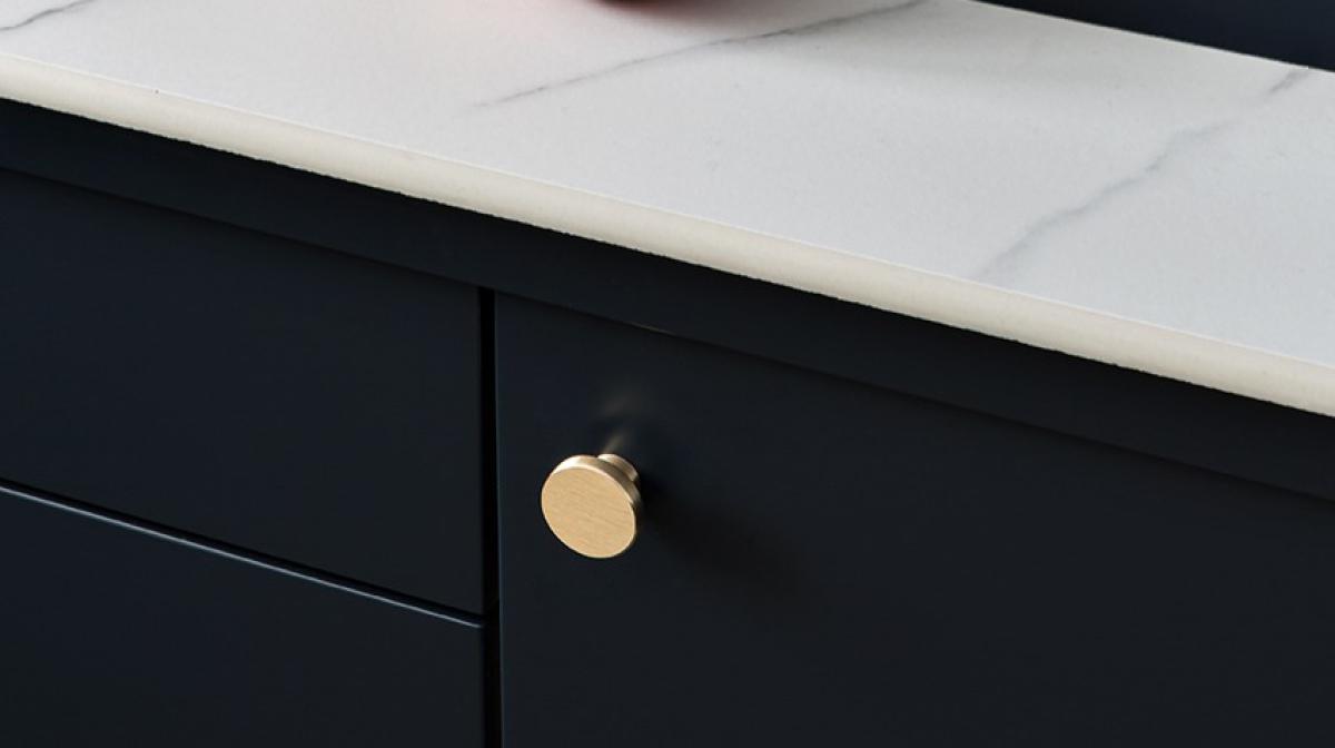 Messinggriff Mini-Rond für Küche in Blau 02 - Bleu nuit