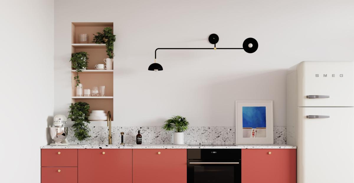 Küche in Rot 01 - Terra, schöne Küchenleuchte