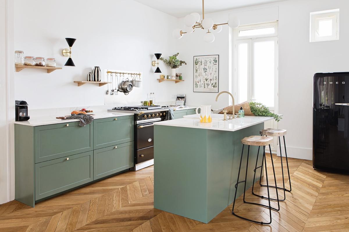 Shaker-Küche in Grün 03 - Vert de gris