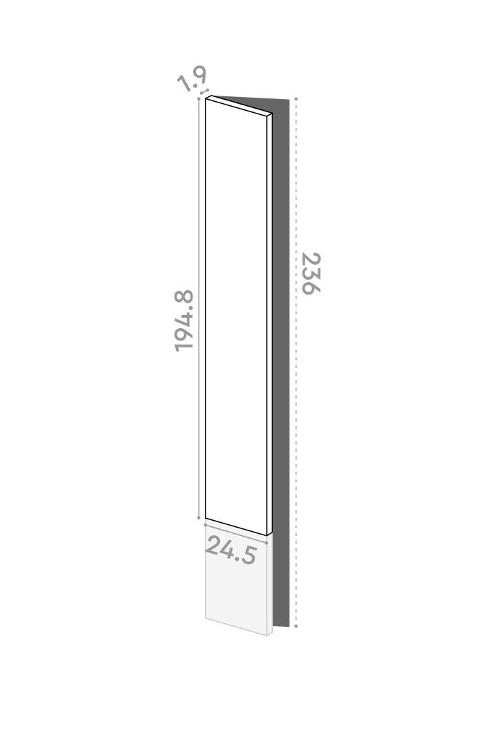 Door 25x195cm - left-hand hinges
