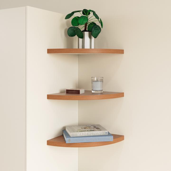 Corner curved floating shelf